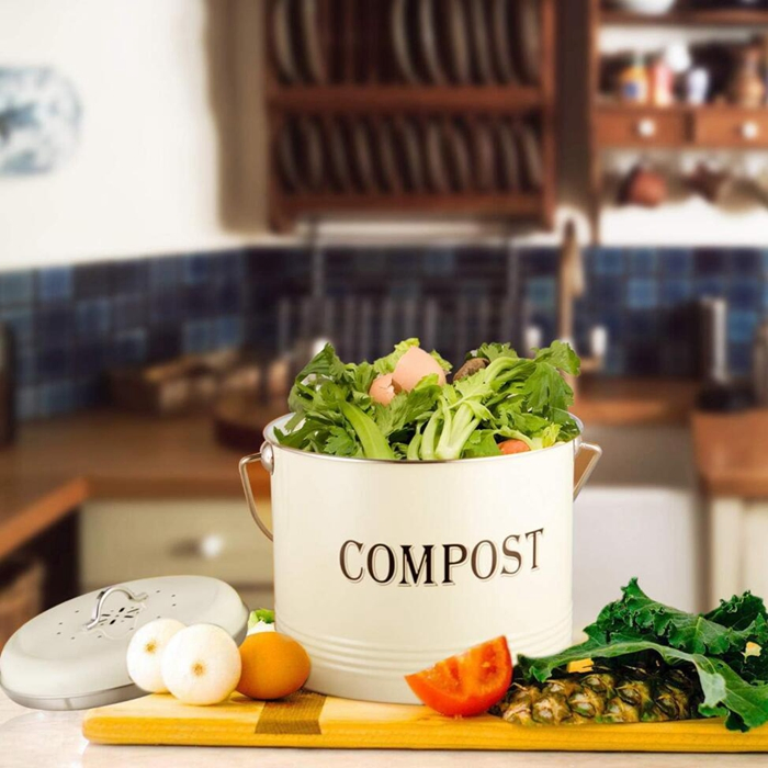 Kitchen Compost Bin with Lid for Composting Food Waste Bucket for Counters