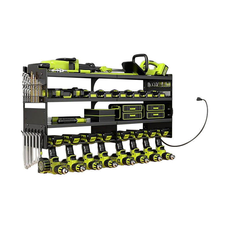 Advanced 49" W Large Garage Powder Tool Wall Mount Storage Garden Tool Organizer