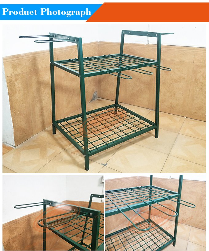 Metal Wire Mesh Floor Standing Hooks Hanging Garden Tool Organizer