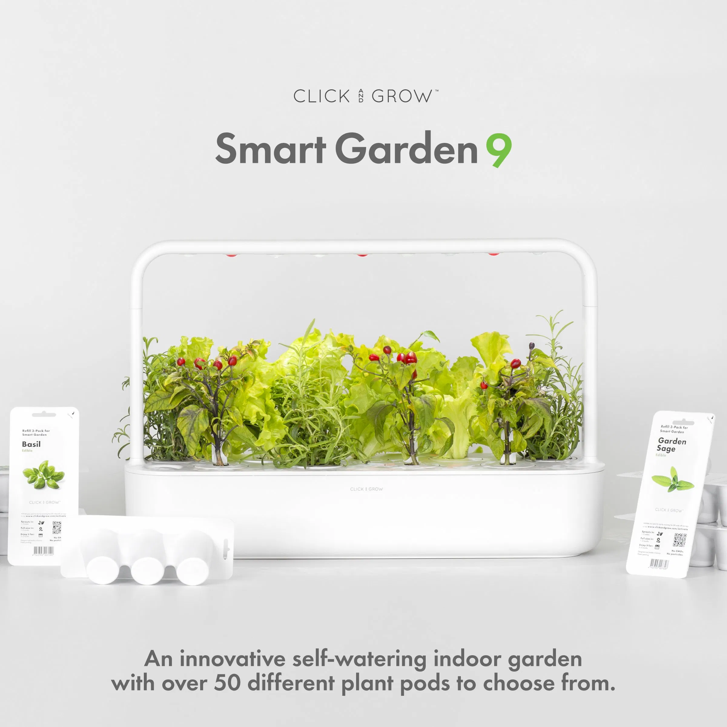White Click Grow Vegetable Herb Garden Starter Kit Indoor Garden Kit with Grow Light Vertical Hydroponic System