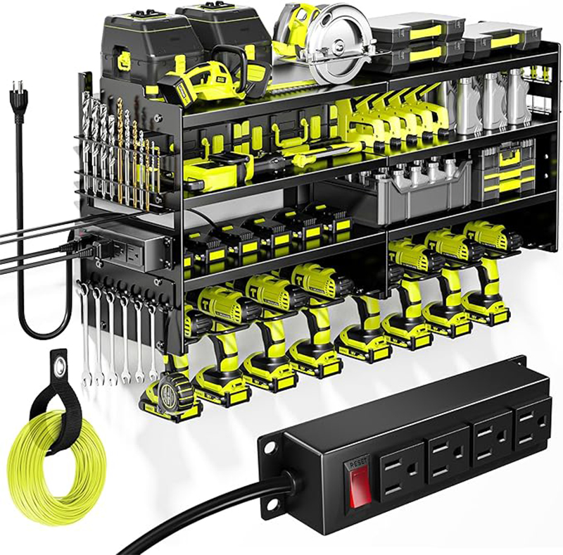 Advanced 49" W Large Garage Powder Tool Wall Mount Storage Garden Tool Organizer