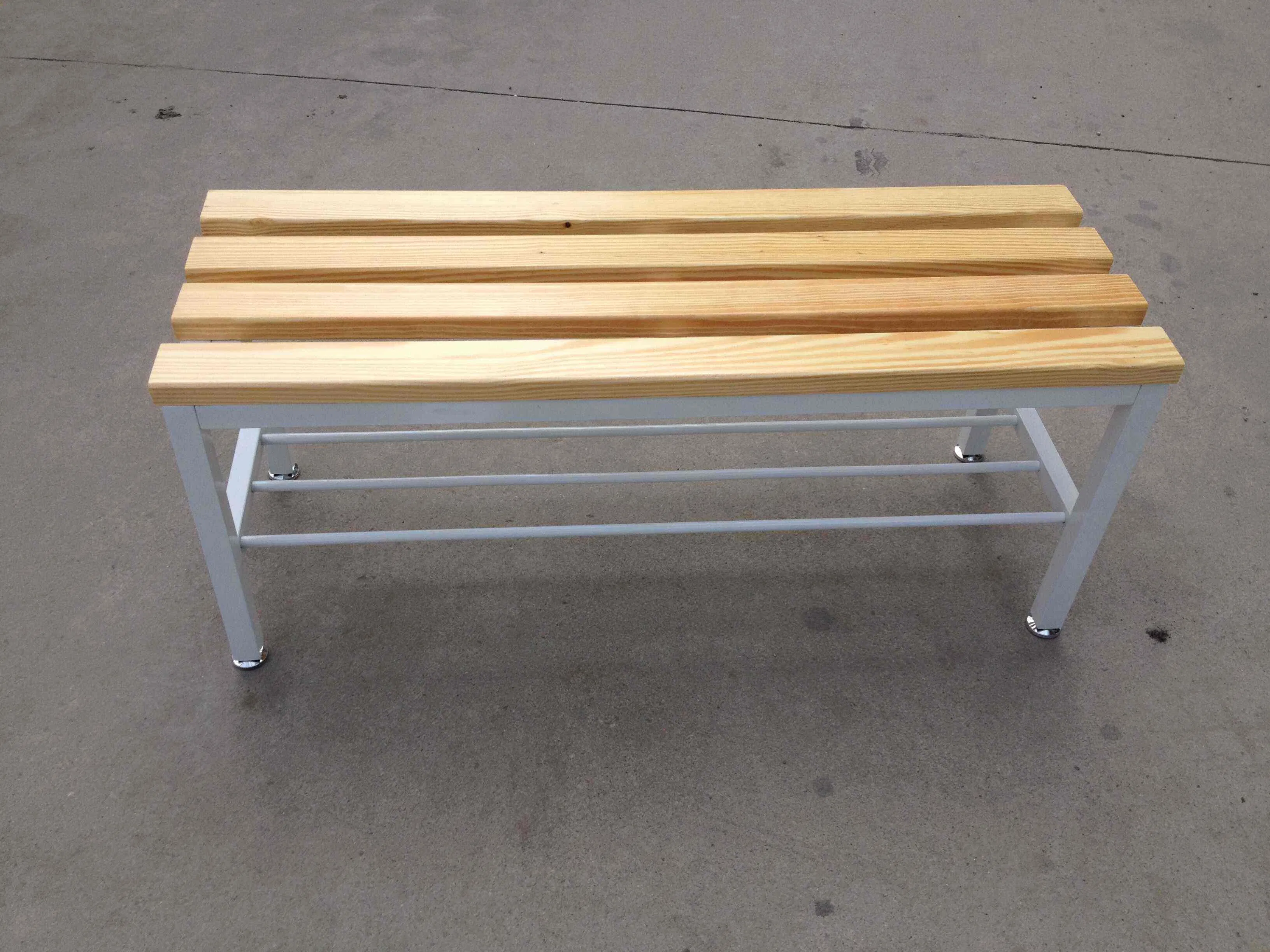 Elegant Outdoor Wooden Bench with Stainless Steel Accents