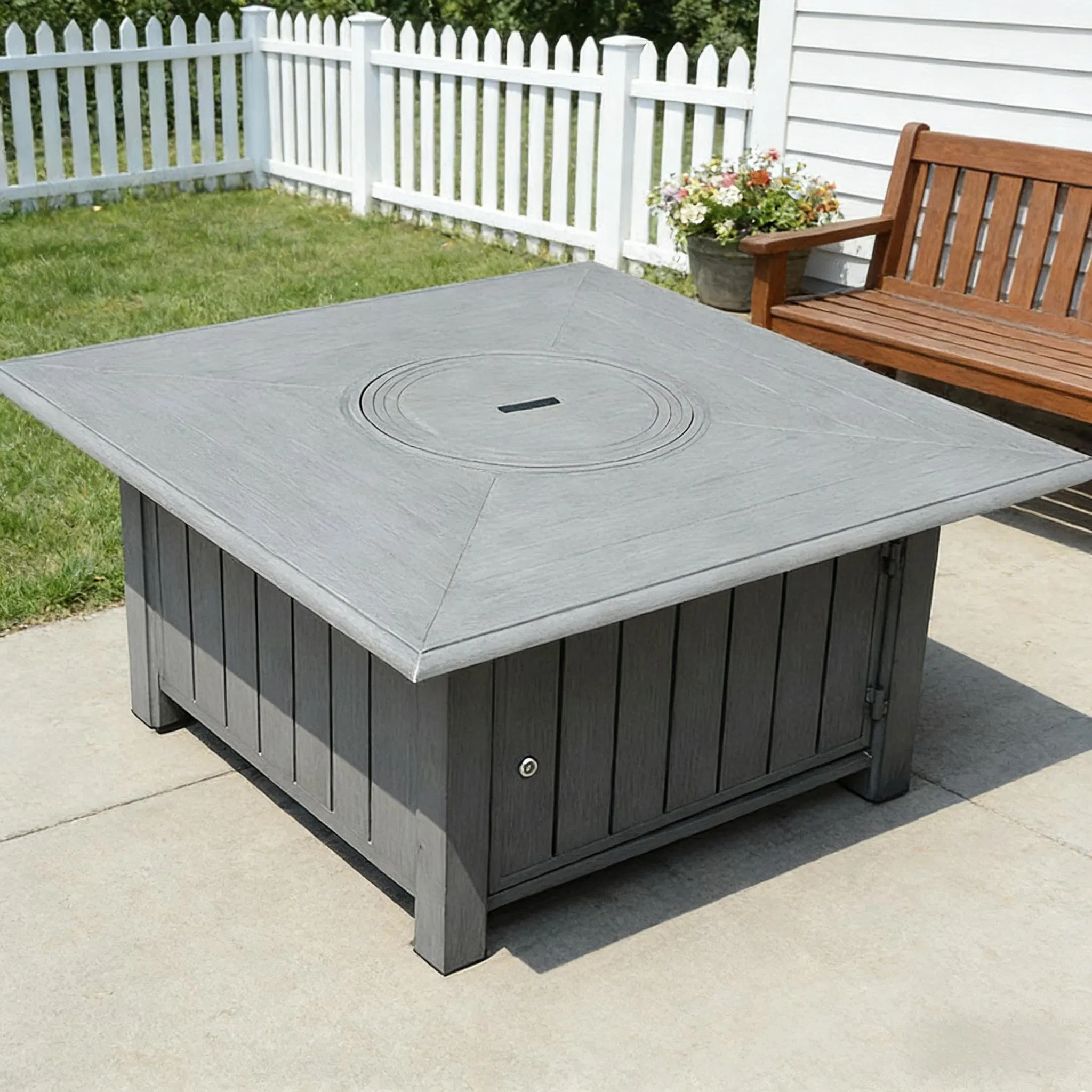 Cast Aluminum Patio Furniture Outdoor Garden Furniture Morton Fire Pit &amp; Sofa Set