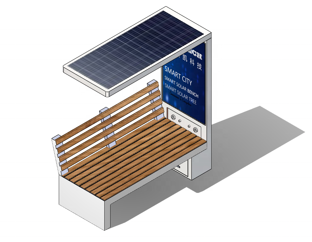 Outdoor Garden Storage Bench with Solar Energy Display Solar Bench Smart Furniture Outdoor Solar Seat