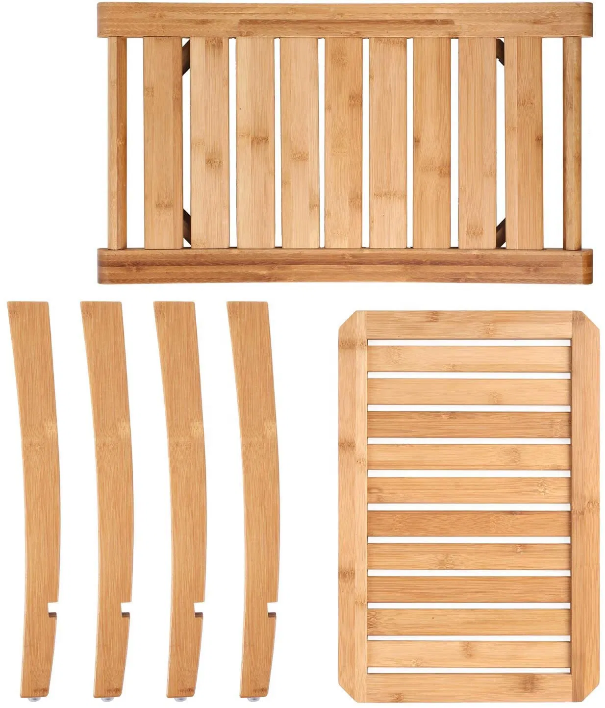 2 Tier Indoor Outdoor Waterproof Bamboo Shower Bench with Storage Shelf Bamboo Bathroom Chair Bamboo SPA Bench