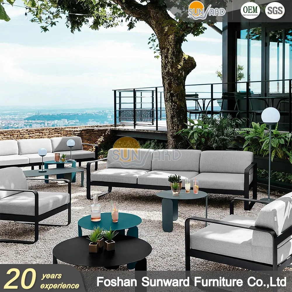 Foshan Factory Wholesale Home Patio Garden Couch Set Wooden Aluminum Outdoor Furniture Hotel Waterproof Luxury Rope Sofa
