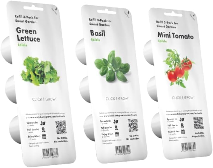 Click &amp; Grow Indoor Gray Herb Garden Kit Vertical Hydroponic System Greenhouses with Grow Light