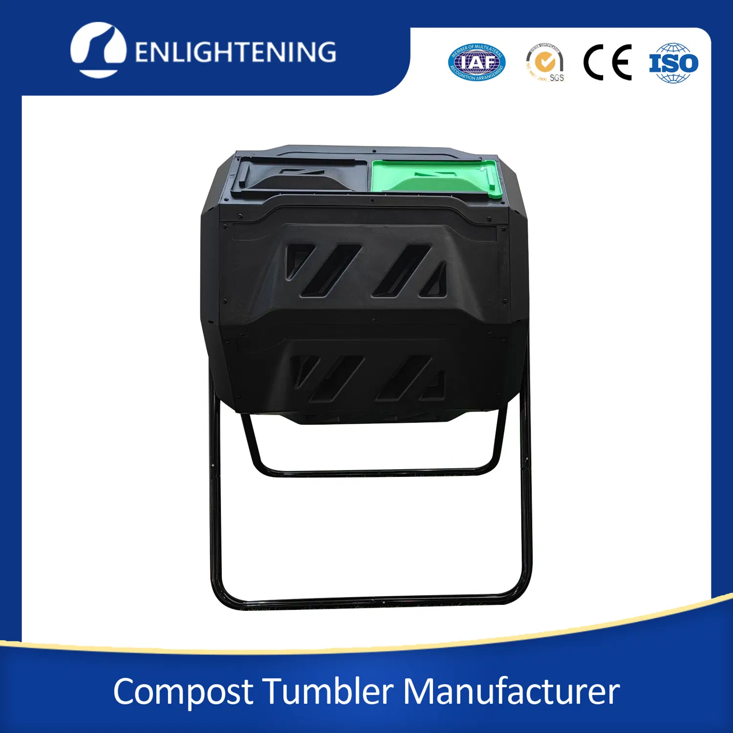 Eco-Friendly 120litre Dual Best Outdoor Garden Rolling Worms Screw Free Slot-Less Assembly Plastic Polypropylene Compost Composting Bins and Tumblers in Winter