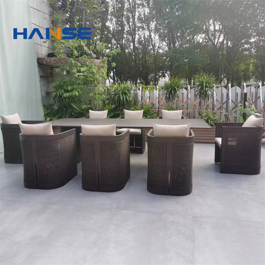 Modern Hot Sale Outdoor Rope Rattan Furniture Garden Patio Hotel Dining Table and Chairs