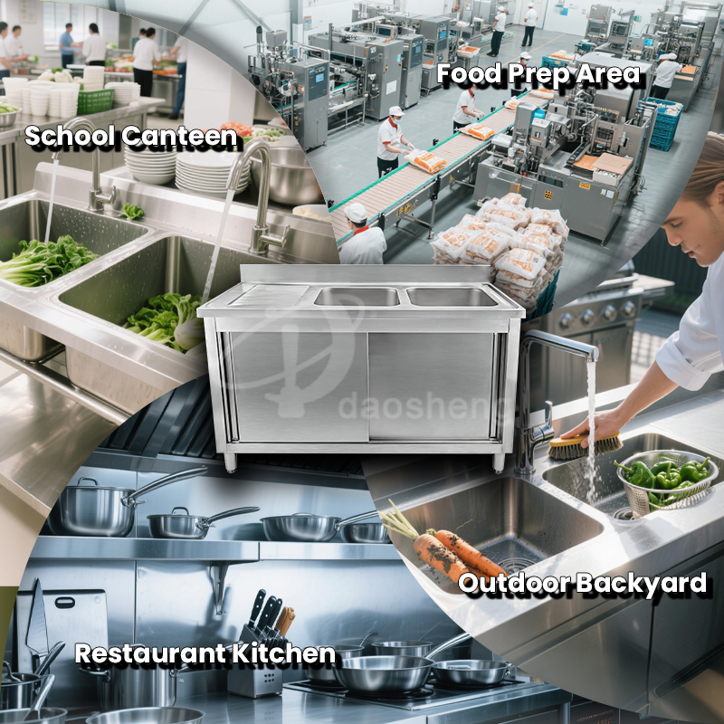 Daosheng Custom Durable Laboratory Sink Fume Cabinet Outdoor Work Bench with Cabinets Work Table for Home Storage Unit Dish Basin