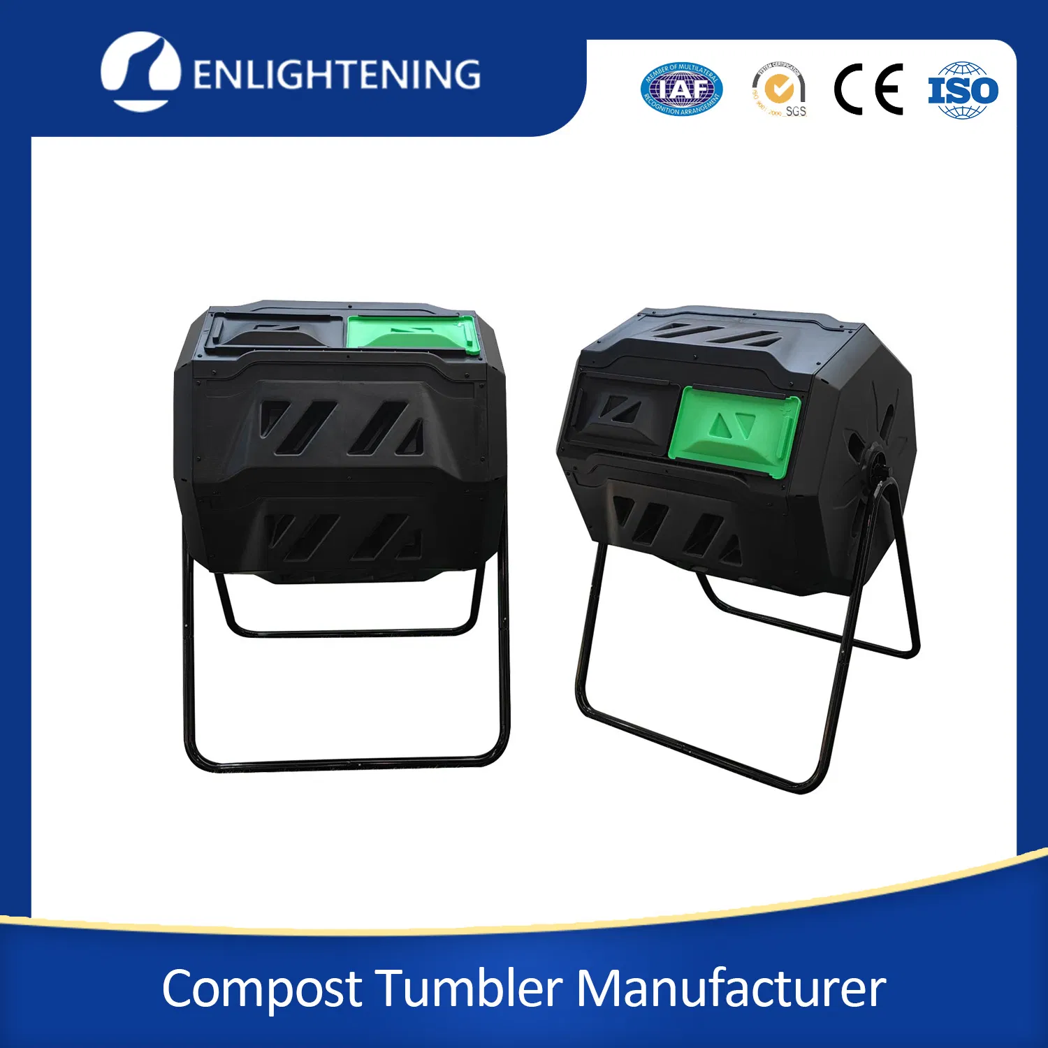 Eco-Friendly 120litre Dual Best Outdoor Garden Rolling Worms Screw Free Slot-Less Assembly Plastic Polypropylene Compost Composting Bins and Tumblers in Winter