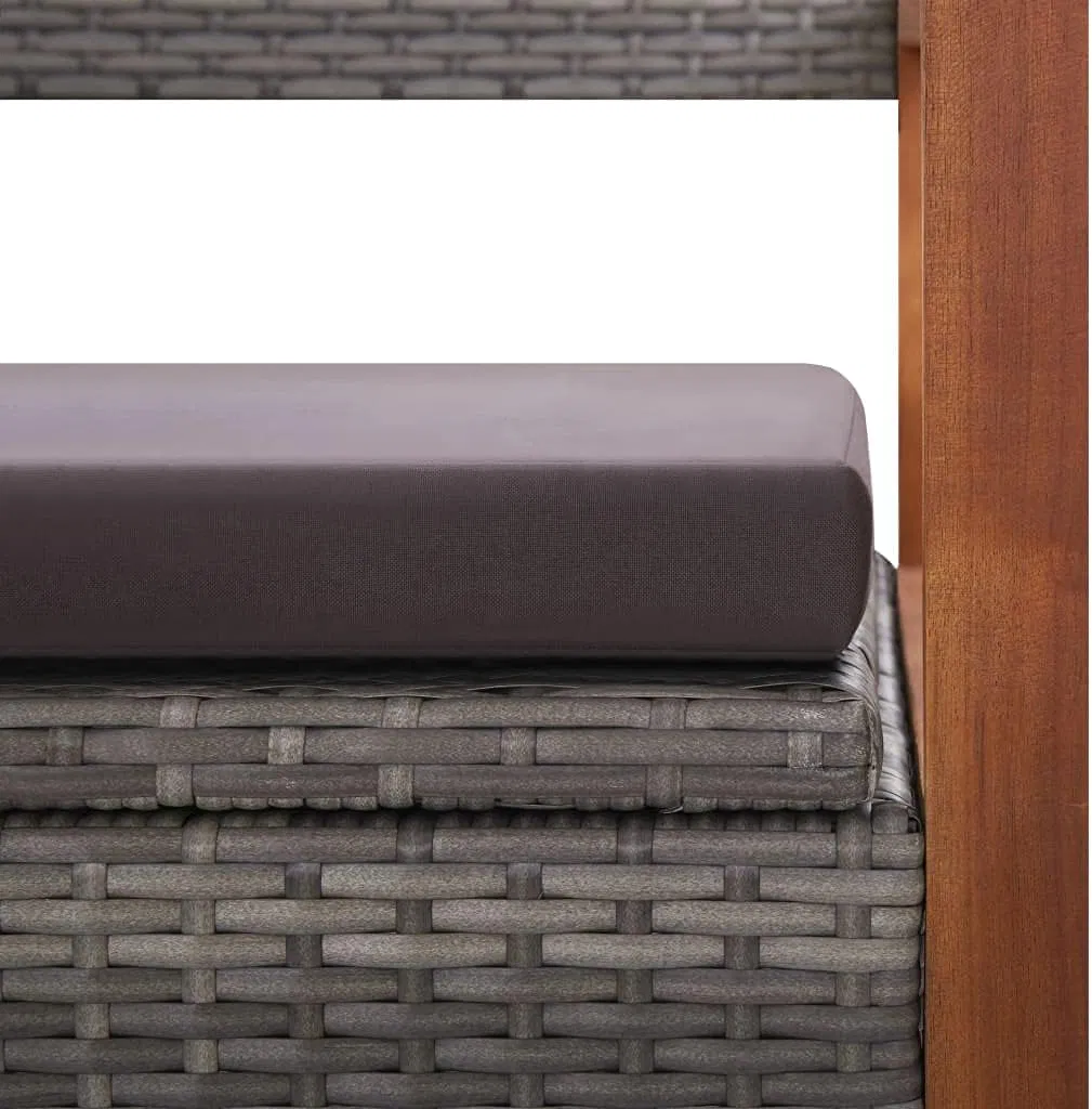 All-Weather Waterproof Outdoor Furniture 2 in 1 Poly Rattan Solid Wood Storage Benches