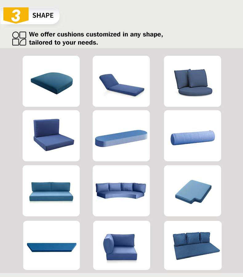 Waterproof Outdoor Chair Pad Couch Sectional Seat Cushion Durable Sofa Cushion Set with Backrest Pillow for Patio Furniture