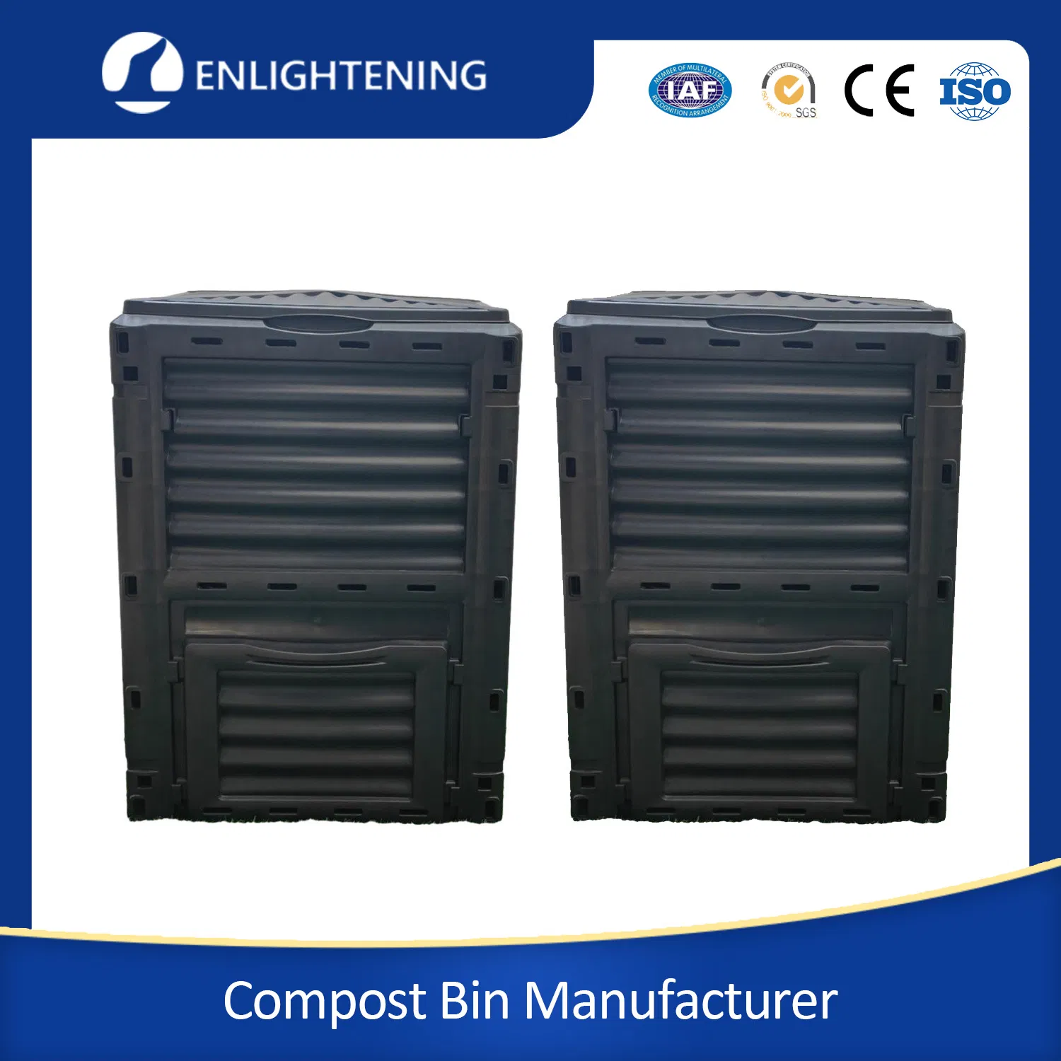 Custom Color Black Green Yellow Eco-Friendly Large Outdoor Apartment Polypropylene Screw Free Worm Square Plastic Garden Compost Composting Bin