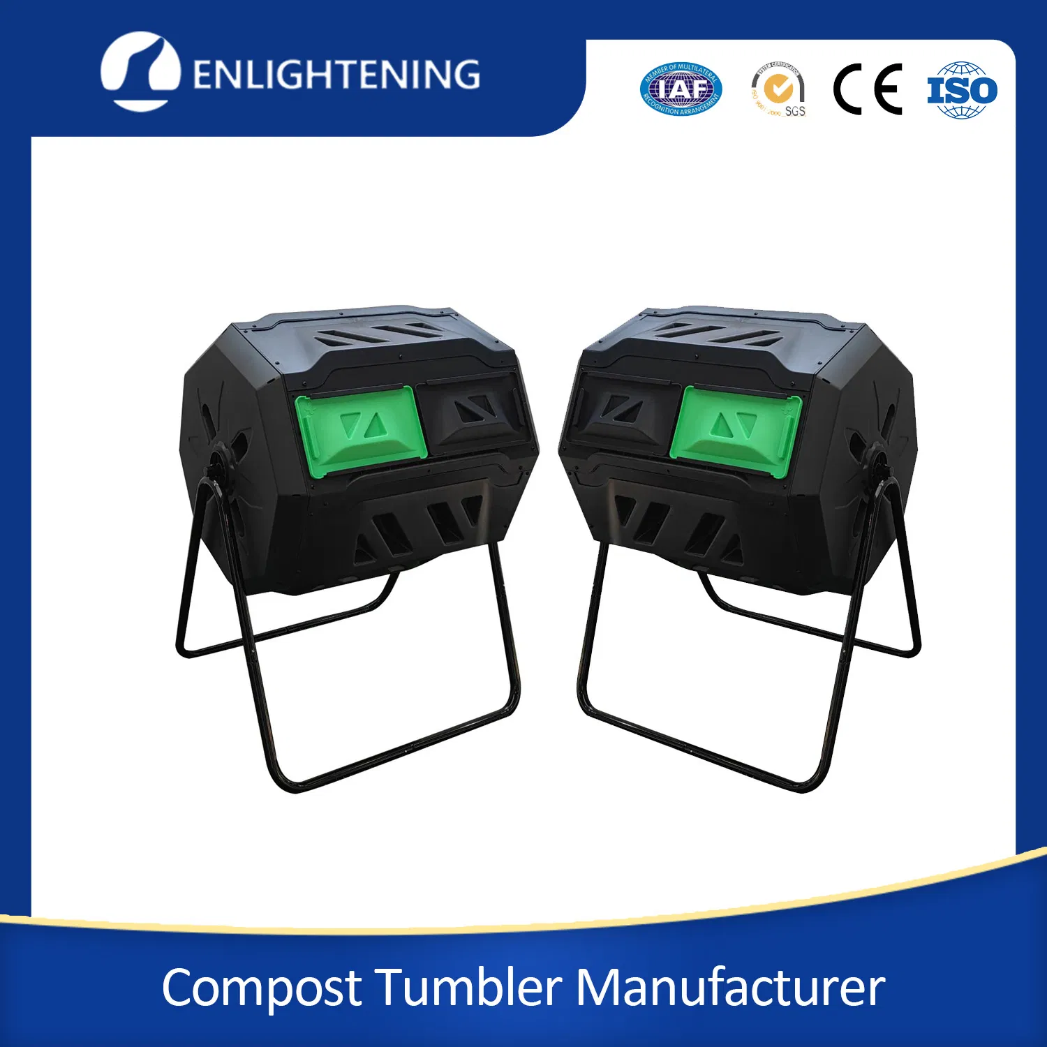 Eco-Friendly 120litre Dual Best Outdoor Garden Rolling Worms Screw Free Slot-Less Assembly Plastic Polypropylene Compost Composting Bins and Tumblers in Winter