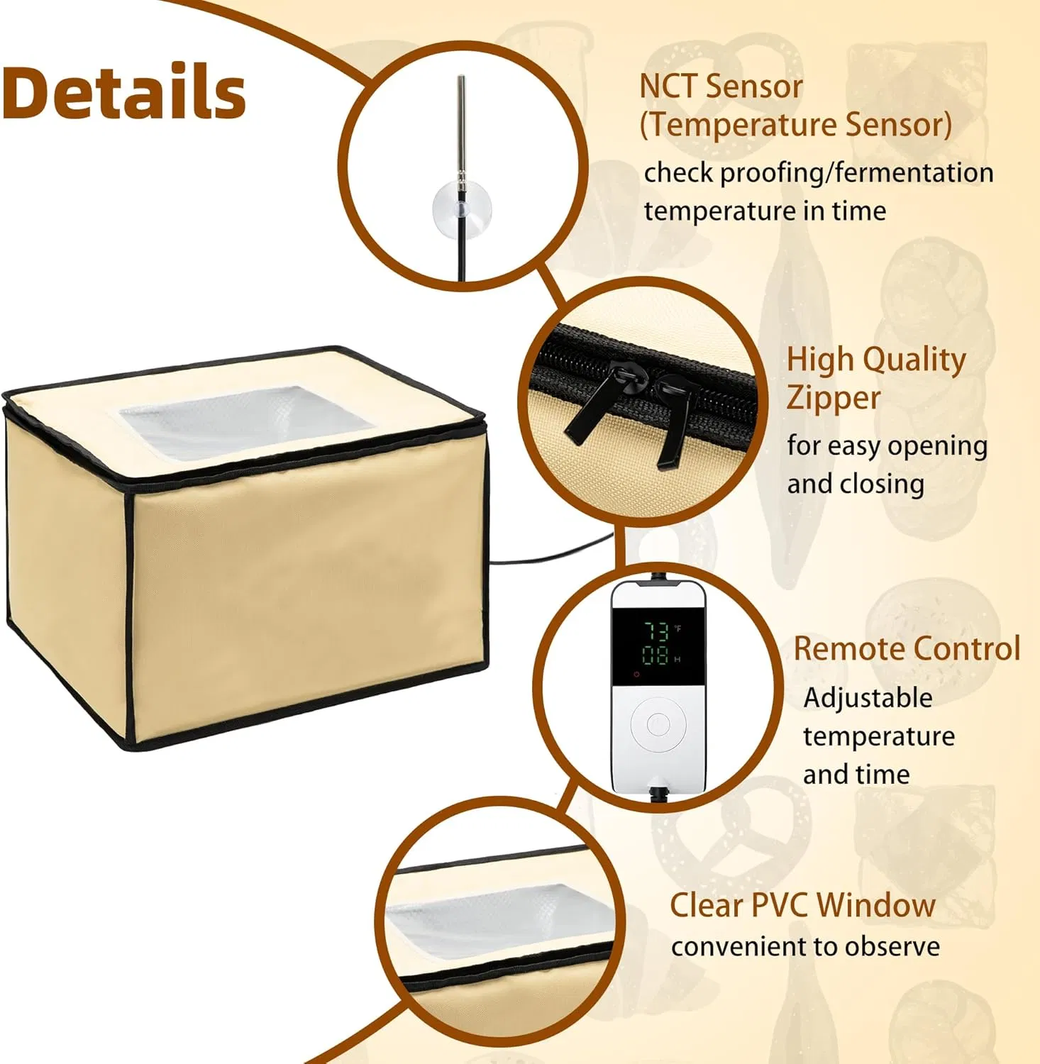 Folding Dough Proofer Box with Temp Control (50-130℉) &amp; 24H Timer, Extra Large Bread Proofing Box for Sourdough, Pizza, Yogurt, Seed Starting, 3D Filament Dryin