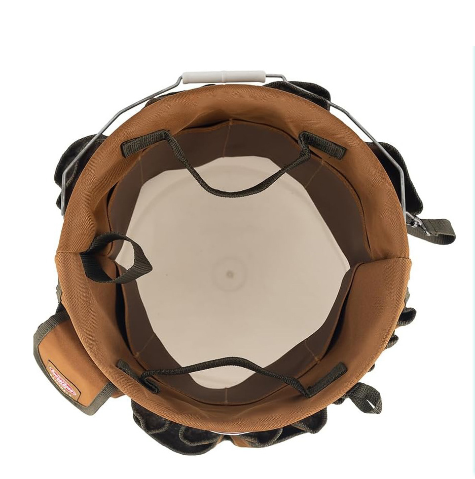 Canvas Bucket Tool Organizer Waterproof Hand Tool Garden Organizer with Multi Pockets Iner Insert for Construction Carpenter