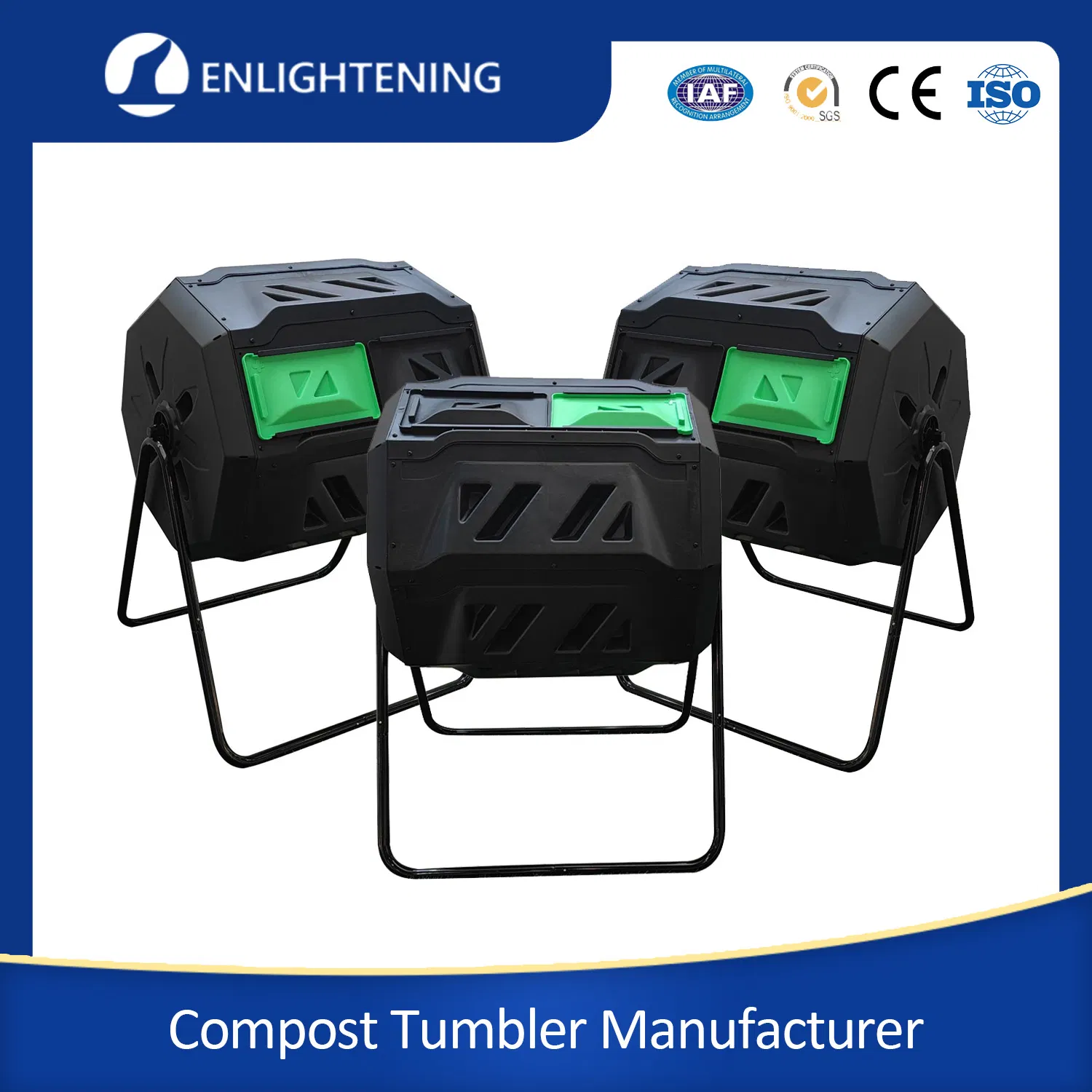 Best Large Eco-Friendly 100 Gallon Food Dual Double Batch Screw Free Polypropylene Plastic Compost Composting Bins and Tumblers for Eco-Friendly Gard