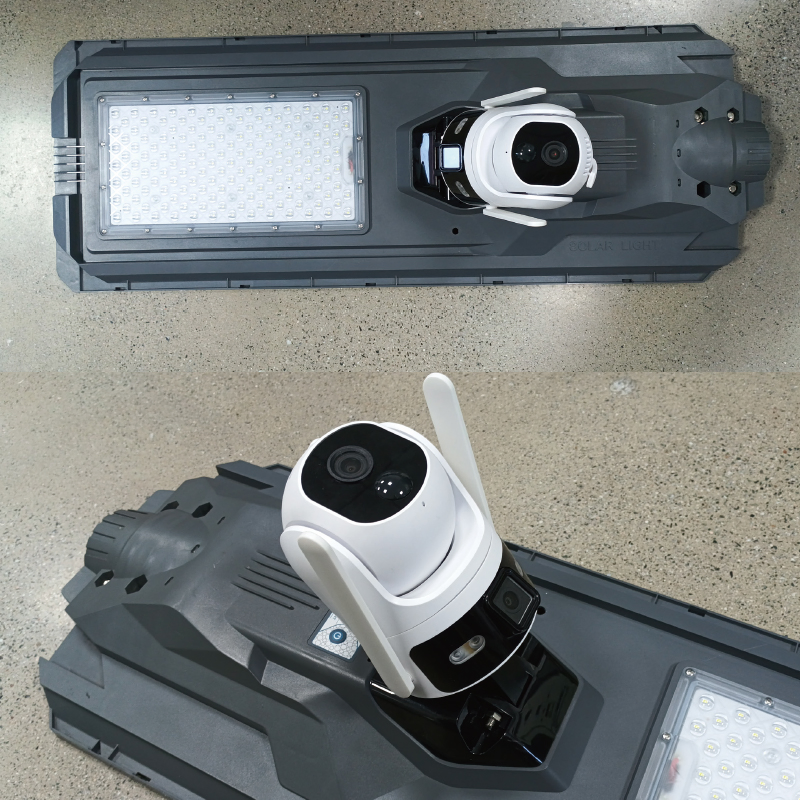 800W 1200W Outdoor Lighting Waterproof Integrated All in One Solar Street Light and 4G or WiFi Solar Dual CCTV Camera