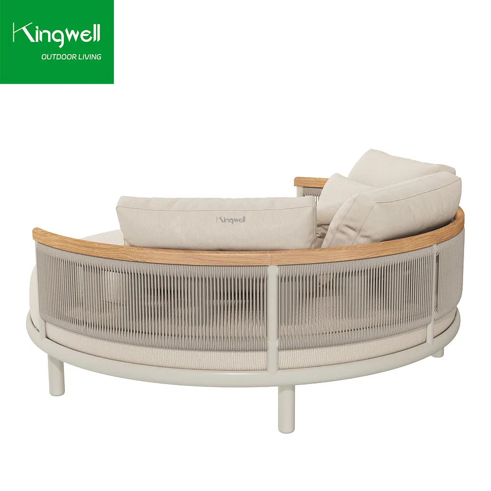 Leisure Garden Aluminum Outdoor Furniture Bed Rope Woven Round Daybed for Hotel Patio