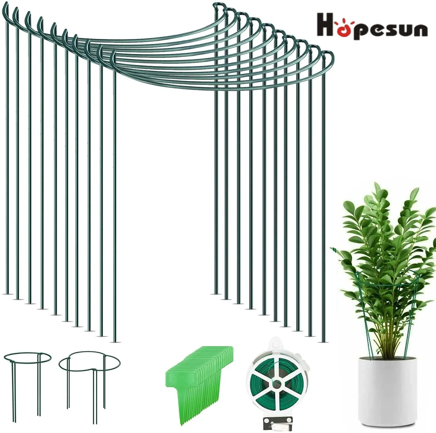 Plant Support Stakes, High Half Round Metal Garden Plant Stake, Plant Support Ring, for Tomato, Rose, Vine