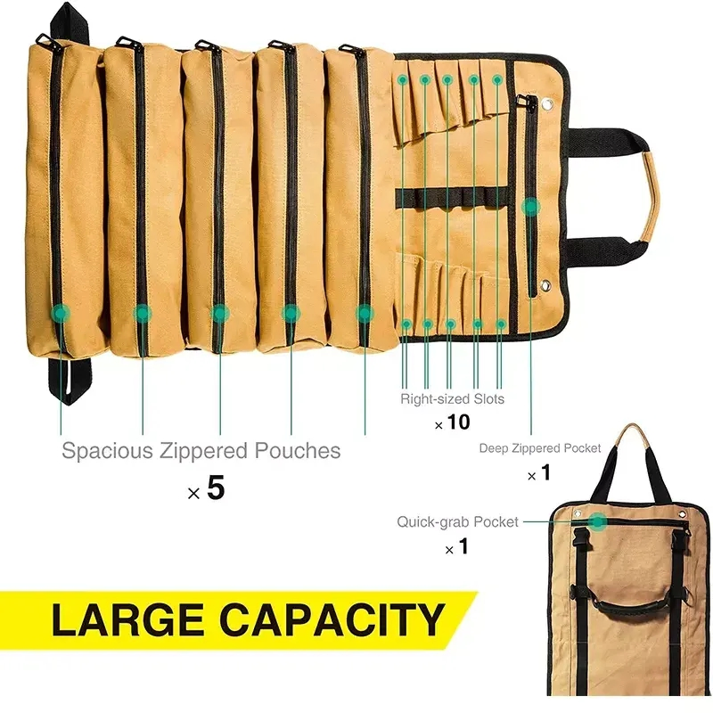 Premium Heavy Duty Canvas Garden Tool Organizer with Multi-Pockets