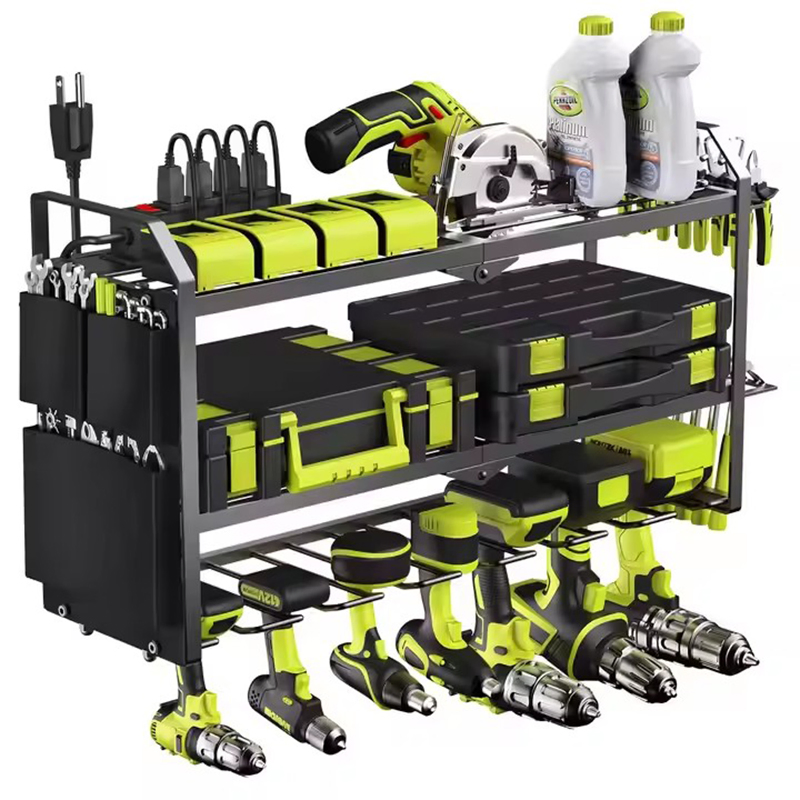 Large Capacity Cordless Power Tool Wrench Carts Wall Mount Hand Garden Tools Storage Organizer