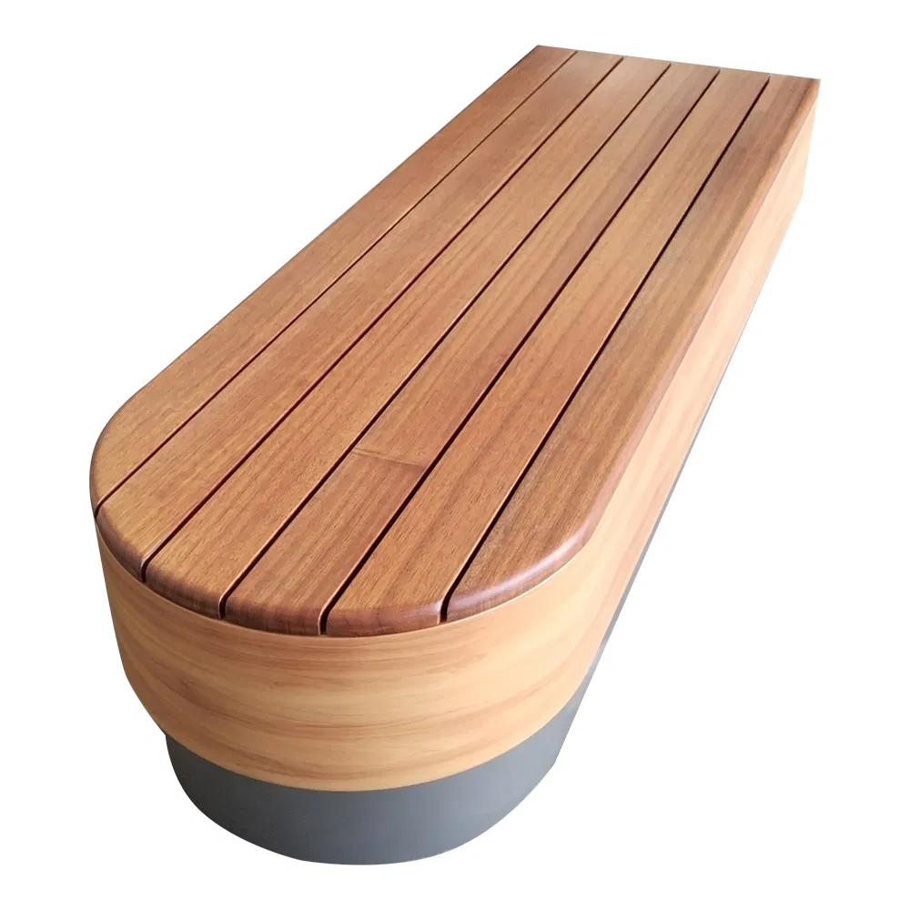 Outdoor Solid Wood Steel Storage Long Bench Park Benches Wood Seat Benches