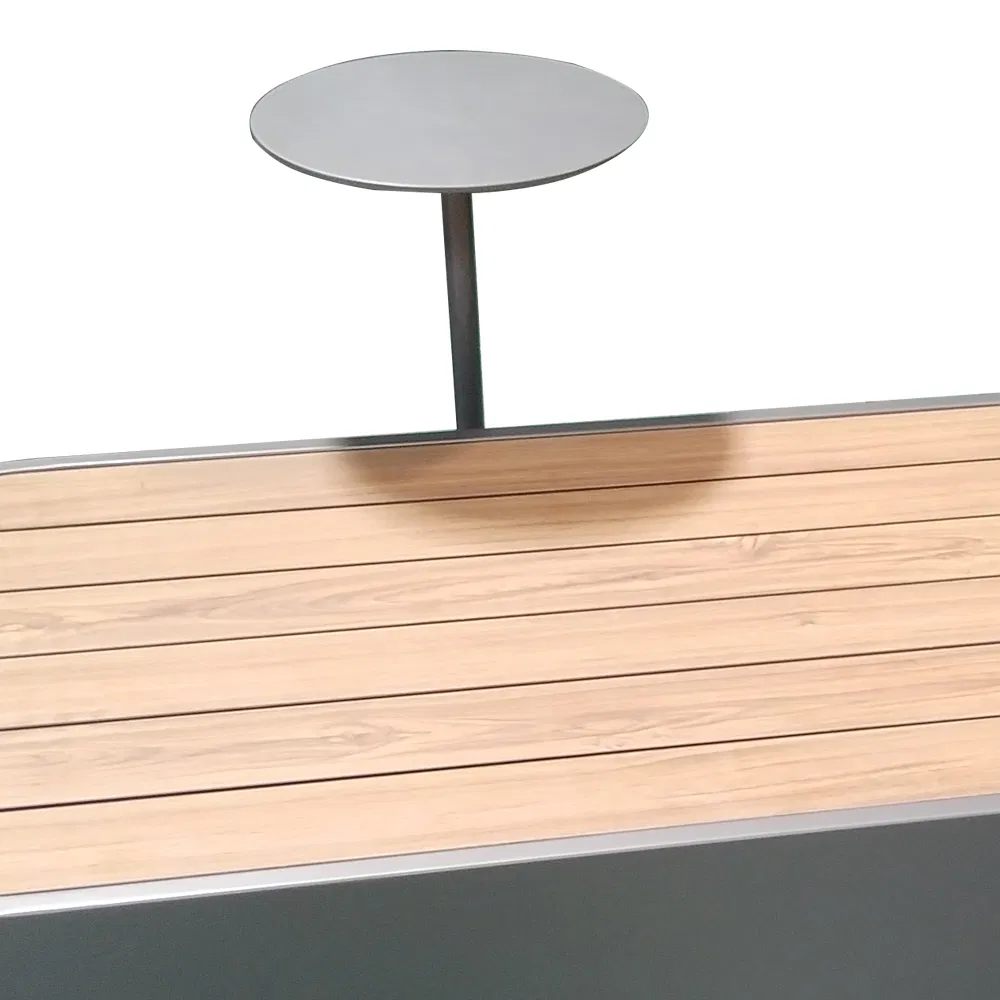 Outdoor Solid Wood and School Use Galvanize Steel Storage Long Bench with Table Park Benches