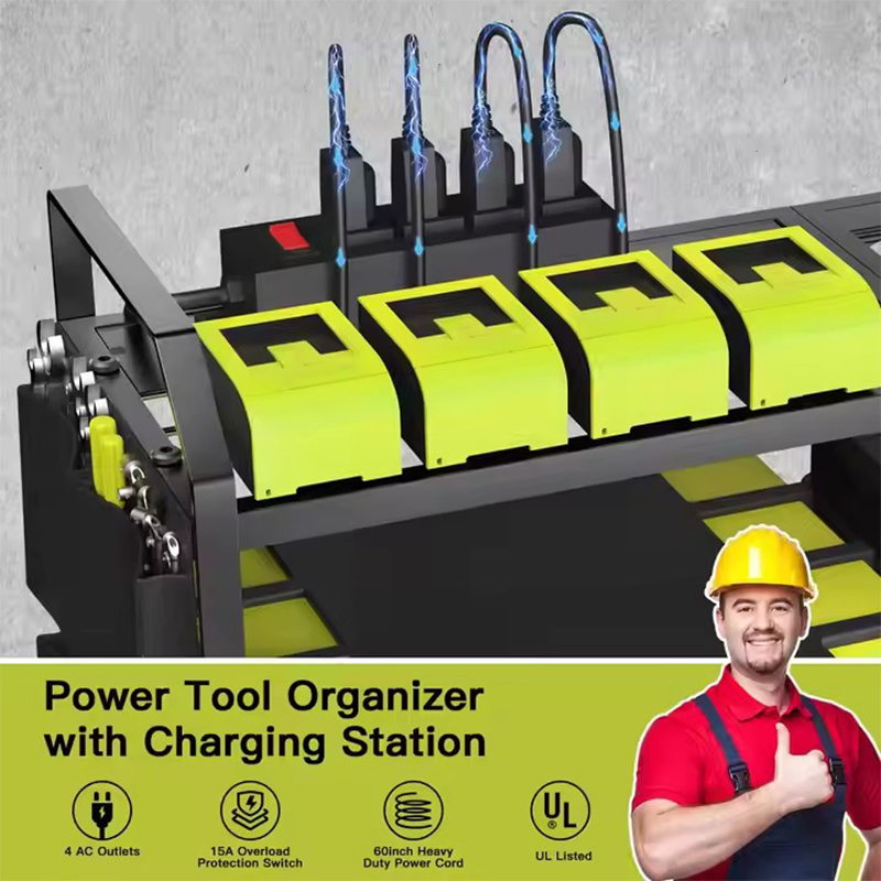 Large Capacity Cordless Power Tool Wrench Carts Wall Mount Hand Garden Tools Storage Organizer