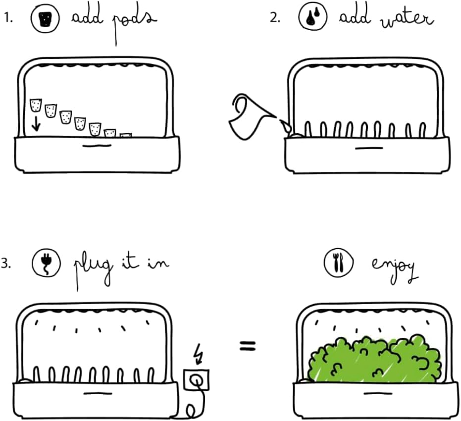 Click &amp; Grow Indoor Gray Herb Garden Kit Vertical Hydroponic System Greenhouses with Grow Light