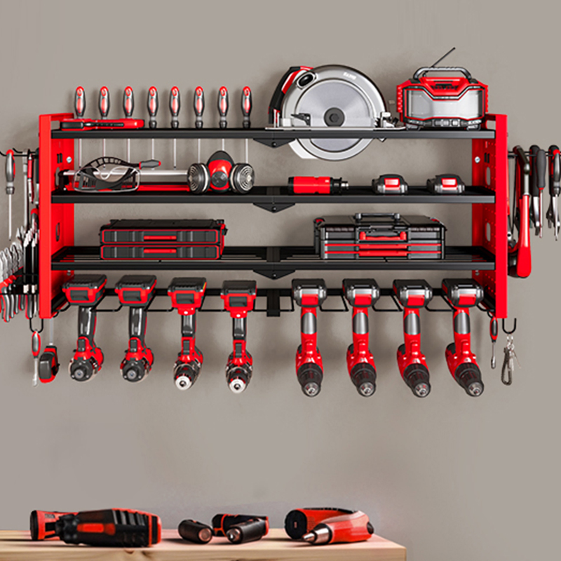 Hot Sale Hardware Store Metal Bucket Garage Garden Wall Hex Tool Storage Rack Holder Power Tool Organizer