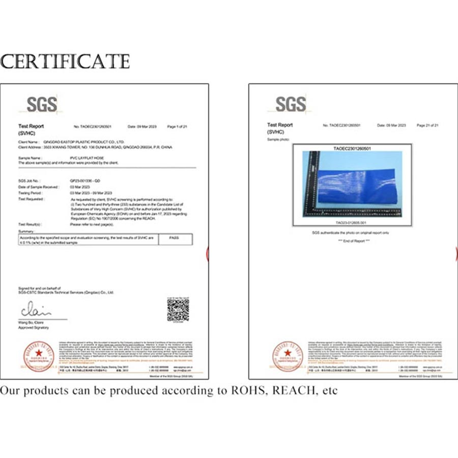 Eastop High Quality PVC Layflat Water Hose Pipe 1 2 3 4 5 6 8 10 12 14 16 Inch for Agriculture Irrigation Sunny Hose Industry &amp; Pool Discharge Plastic Tubes