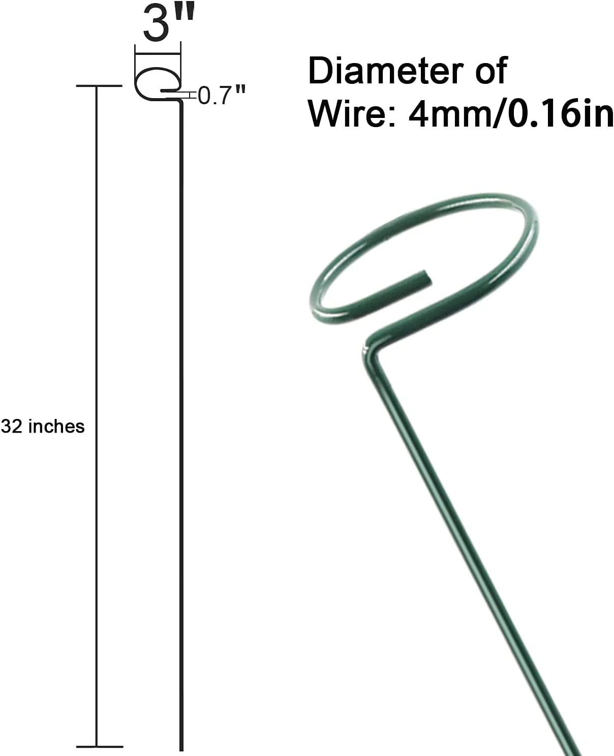 Hopesun 5.8 Inches Single Stem Plant Support Stakes Steel Garden Stakes