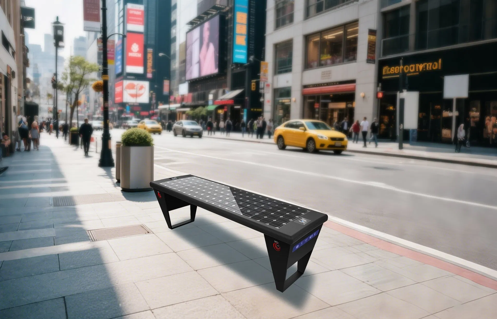 Multifunctional Outdoor Solar Bench Integrated USB Charging LED Light WiFi Bluetooth Speaker