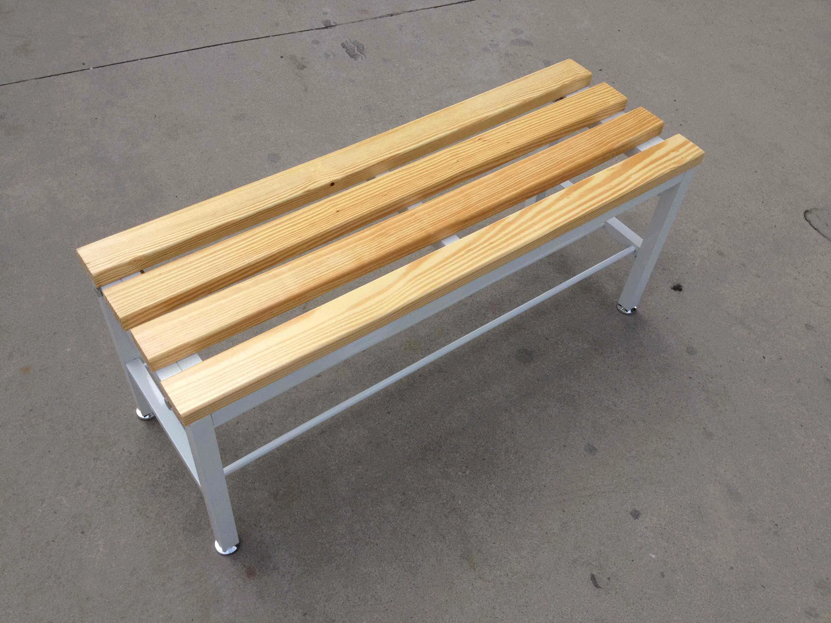 Elegant Outdoor Wooden Bench with Stainless Steel Accents