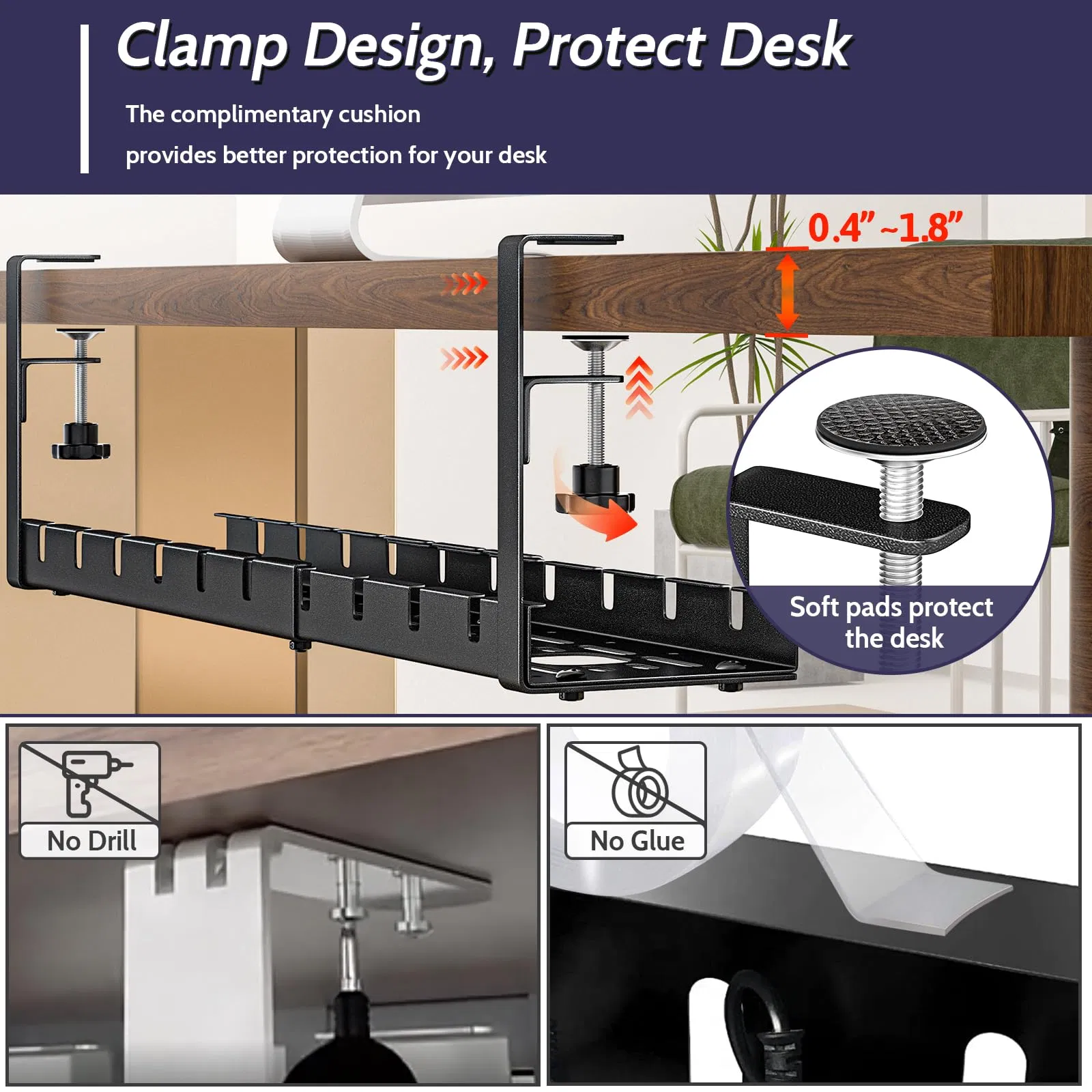 Home &amp; Office Under Desk Cable Tidy Organizer &amp; Garden Tool Holder
