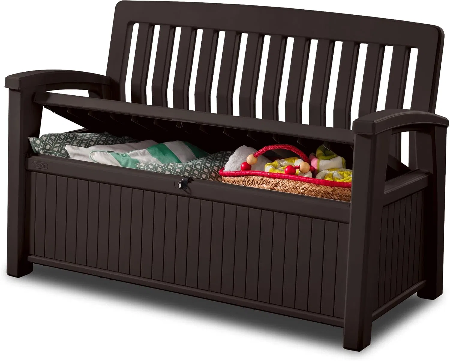 High Quality Outdoor Wooden Chair Seat Brown Cushion Box Patio Storage Bench