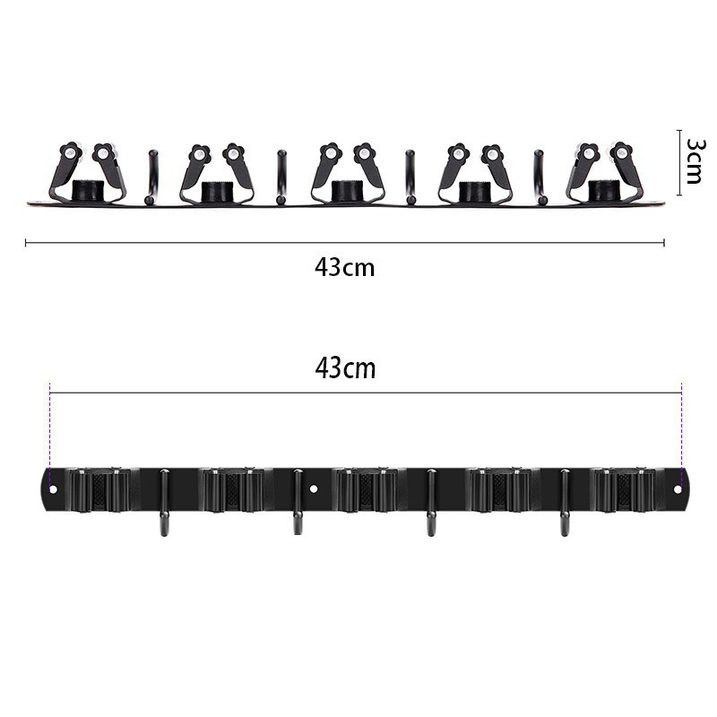 Multi-Functional Garden Tool Organizer with Stylish Silver Hook Wall-Mounted and Standing Type Hanger and Broom Rack