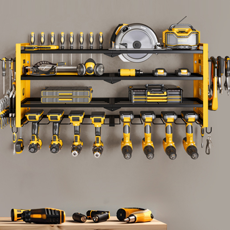 Hot Sale Hardware Store Metal Bucket Garage Garden Wall Hex Tool Storage Rack Holder Power Tool Organizer