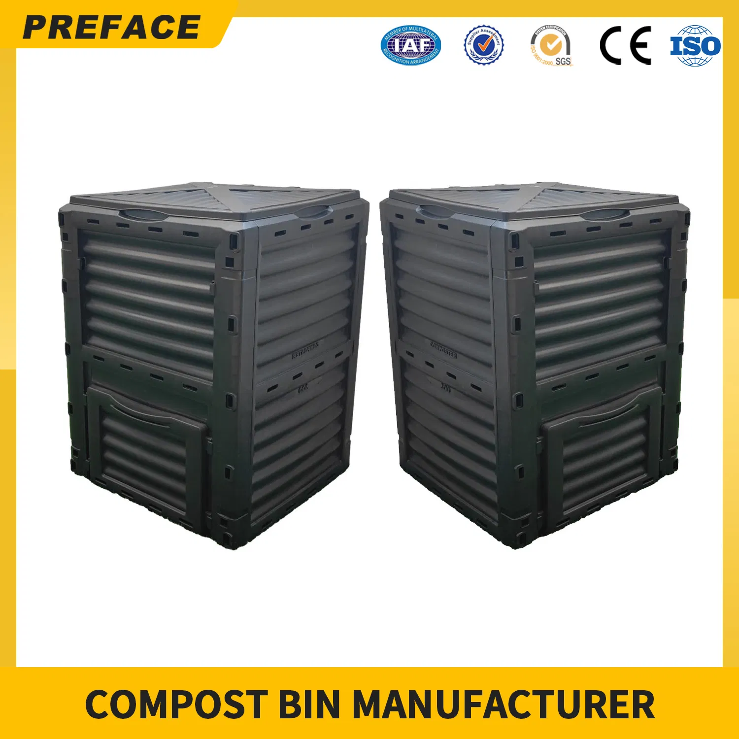 Factory Directly Large Capacity Outdoor Composter Eco-Friendly Plastic Garden Compost Bin