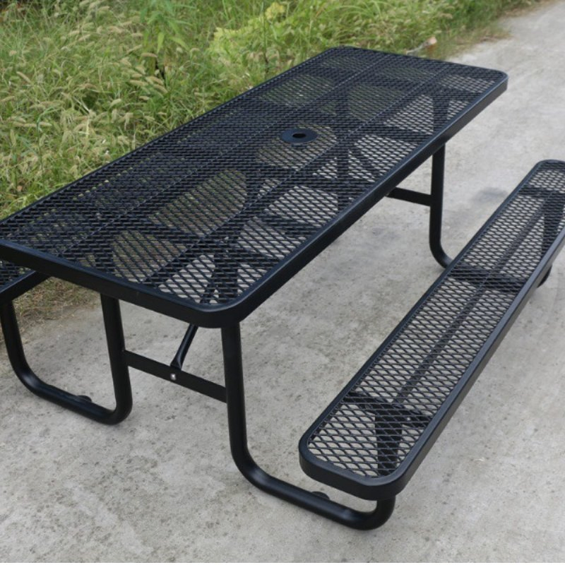Commercial Waterproof Storage Bench Table Metal Outdoor Lounge Furniture