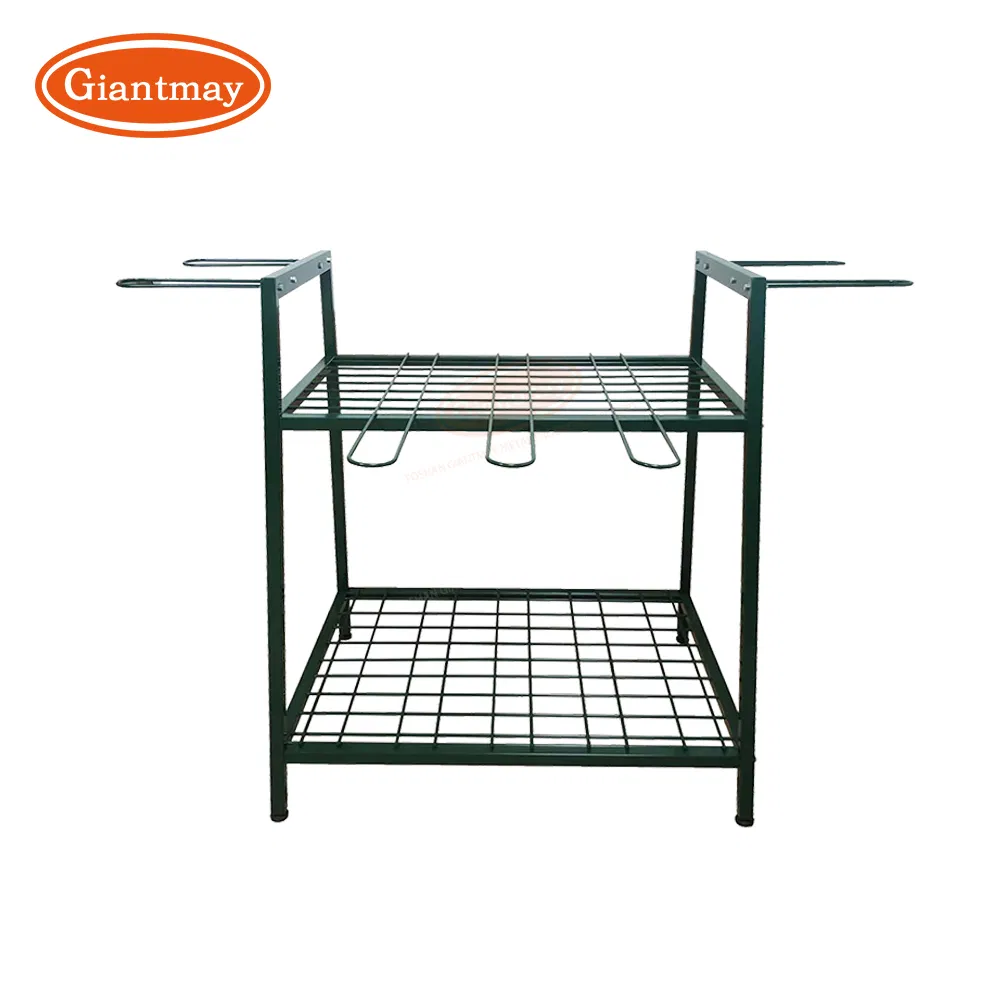 Metal Wire Mesh Floor Standing Hooks Hanging Garden Tool Organizer