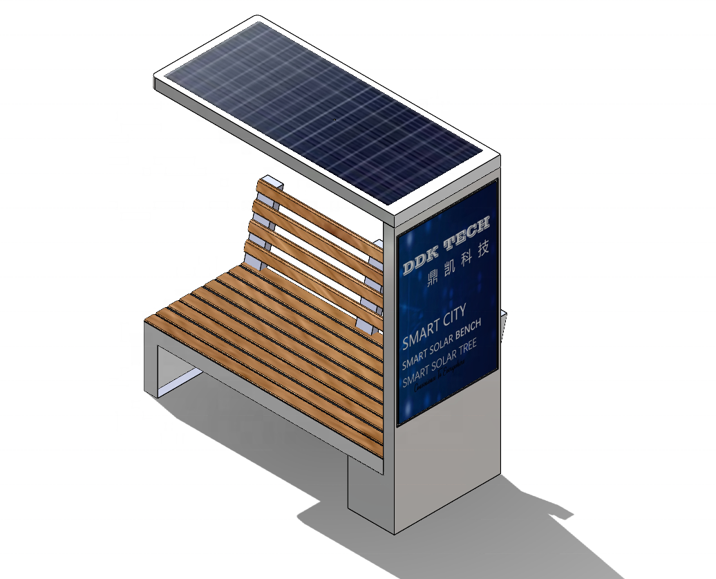 Outdoor Garden Storage Bench with Solar Energy Display Solar Bench Smart Furniture Outdoor Solar Seat
