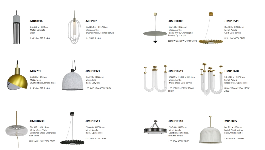 Indoor Lightings Outdoor Lightings Pendant Chandelier Decorative Lightings Customized Lightings