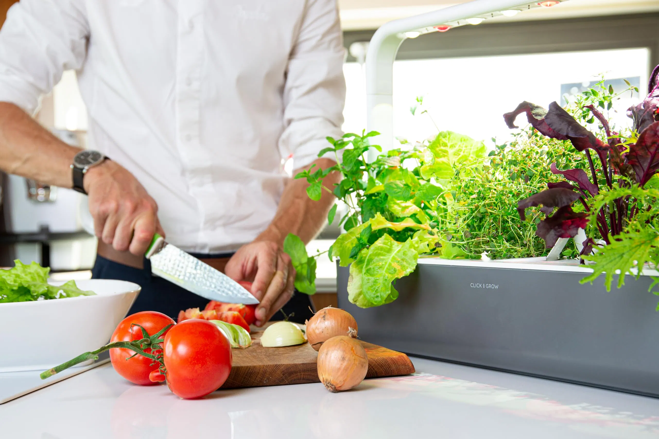 Click &amp; Grow Indoor Gray Herb Garden Kit Vertical Hydroponic System Greenhouses with Grow Light