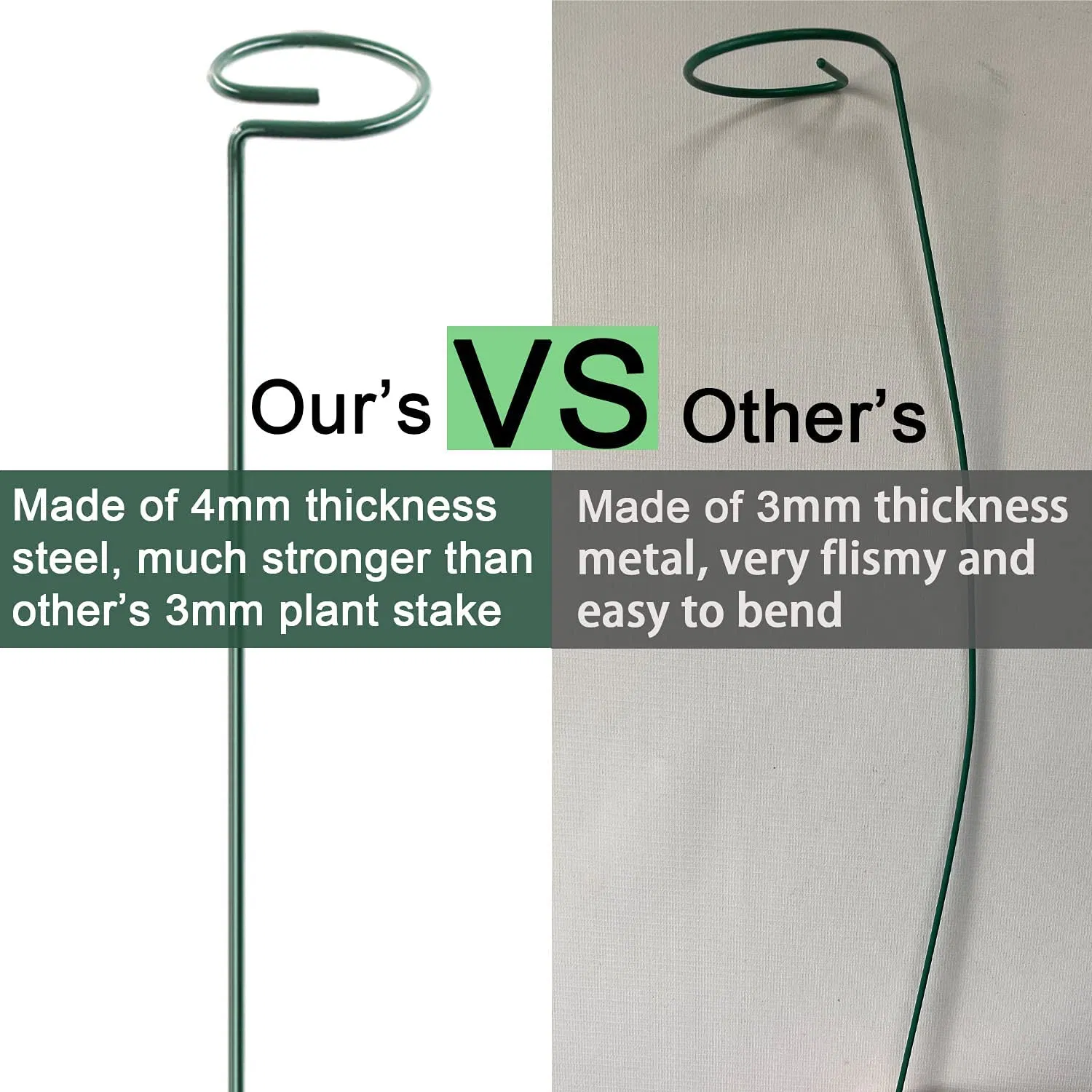 Hopesun 5.8 Inches Single Stem Plant Support Stakes Steel Garden Stakes