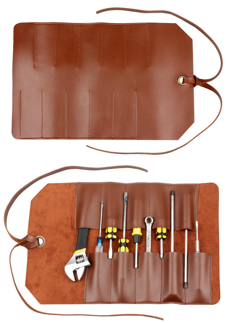 Wholesale Heavy Duty Portable Multi Pocket Garden Hardware Tools Pouch Custom Leather Organizer Electrician Rolling Tool Bags