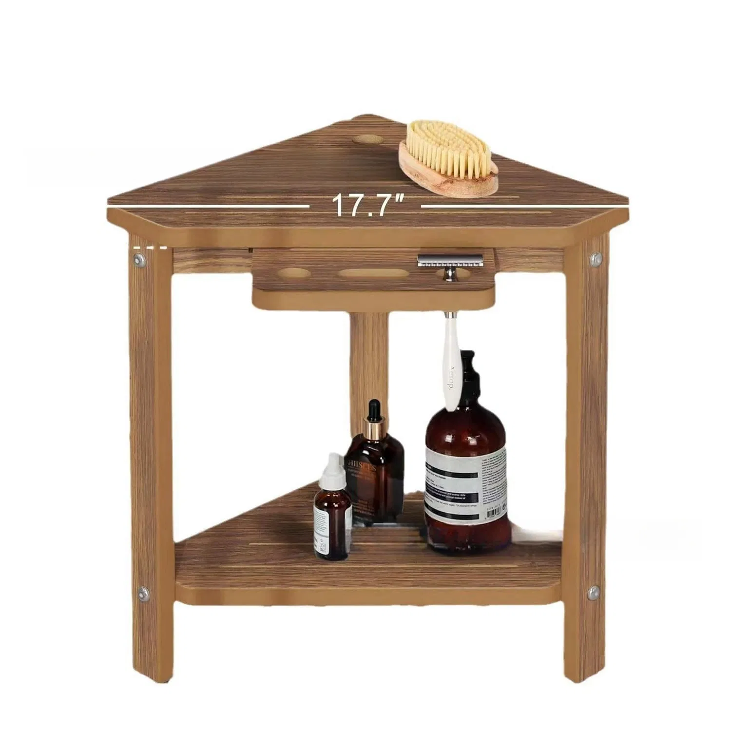 Elegant Bamboo Shower Bench with Storage Shelf and Non-Slip Feet