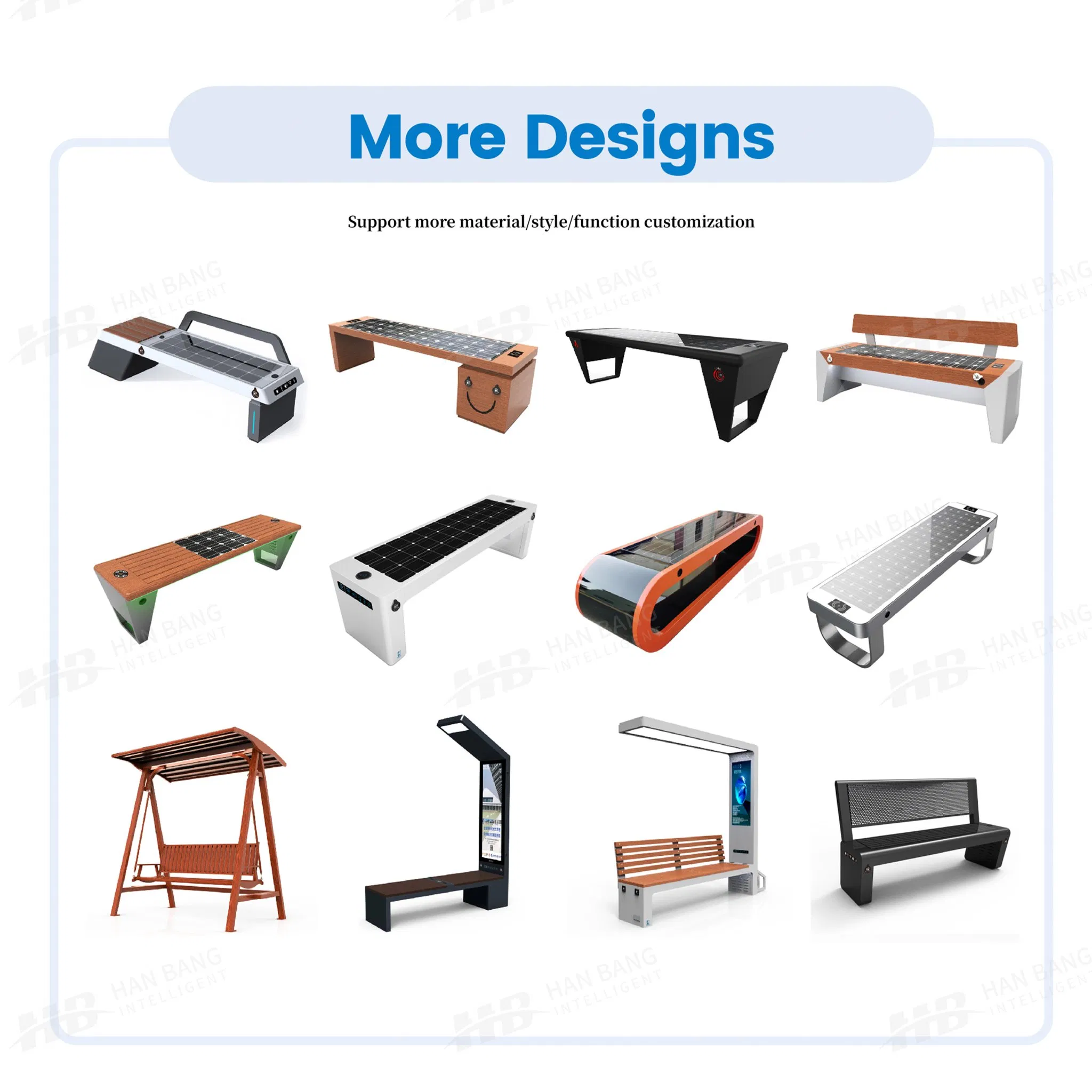 All-in-One Solar Bench for Relaxing &amp; Phone Charging in Gardens